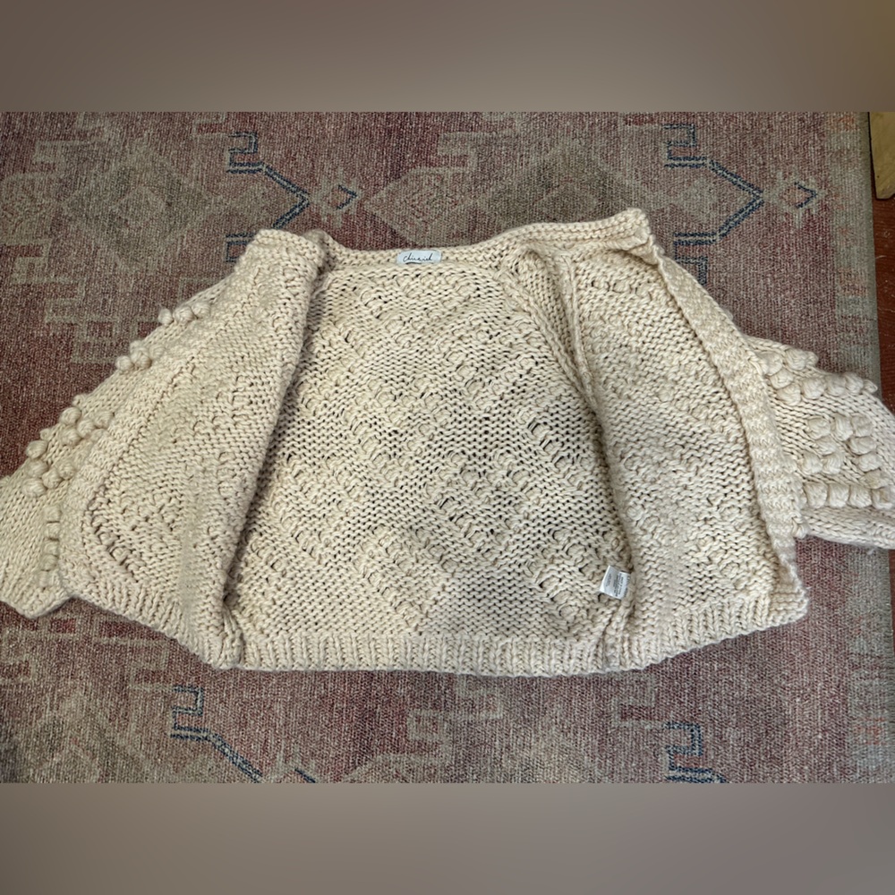 Chic Wish knit your love cardigan Anthropologie heart textured chunky size med - Picture 7 of 12
